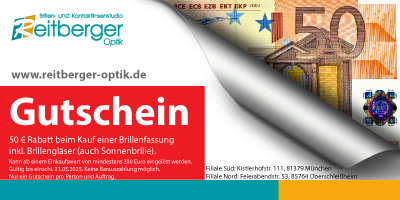 50 Euro Brillengutschein von Reitberger Optik
